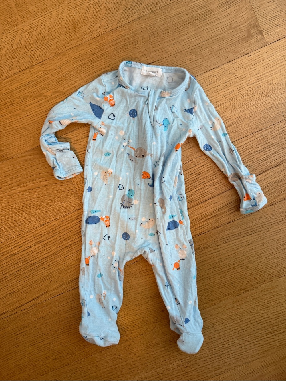 Angel Dear Light Blue Ocean Animal Footed One-Piece
